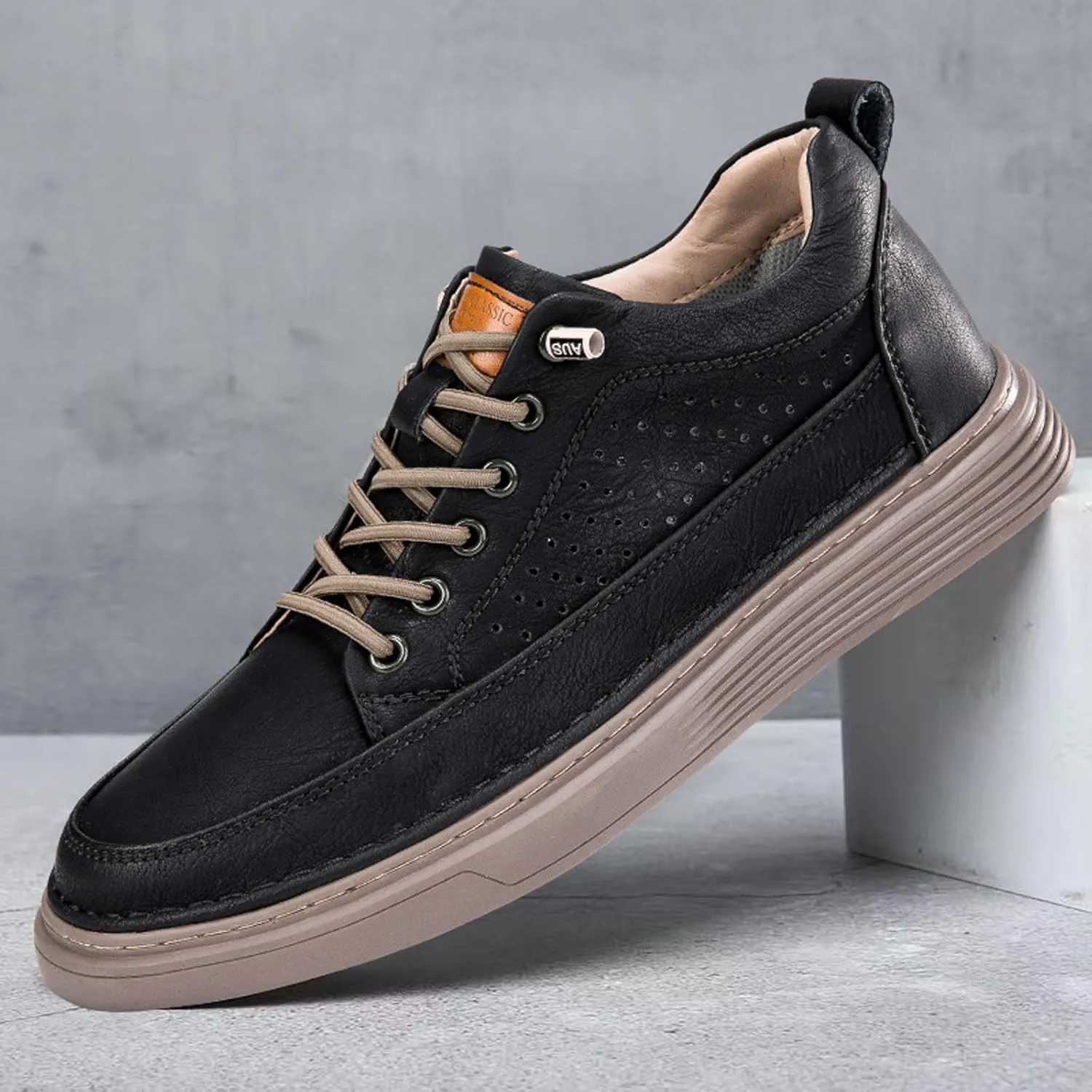 Mens Fashion Sneakers Elevator Shoes Invisible Height Increasing Sneakers-Extra 2.36 Inches Fashion Dress Oxford All-Weather