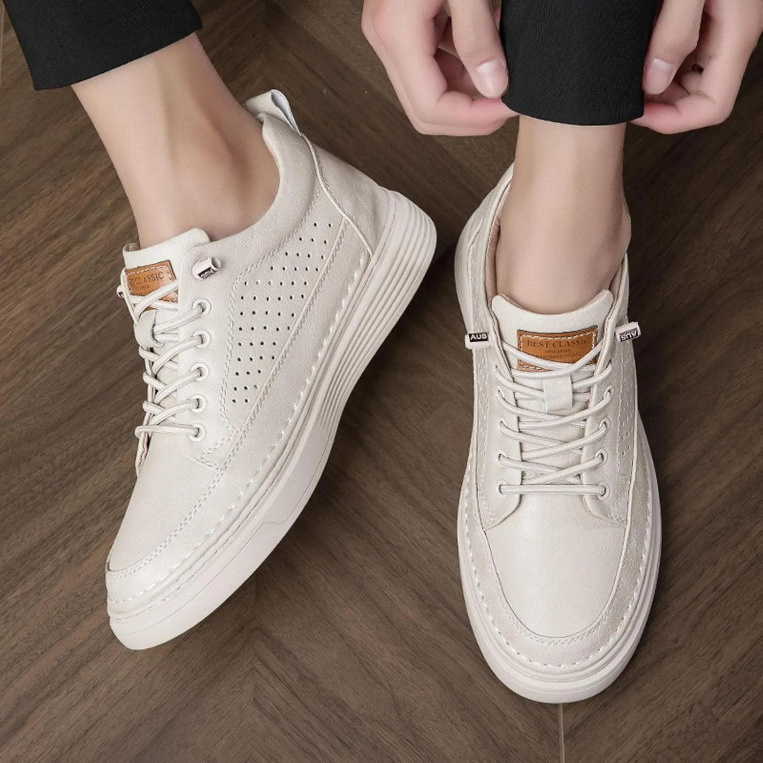 Mens Fashion Sneakers Elevator Shoes Invisible Height Increasing Sneakers-Extra 2.36 Inches Fashion Dress Oxford All-Weather