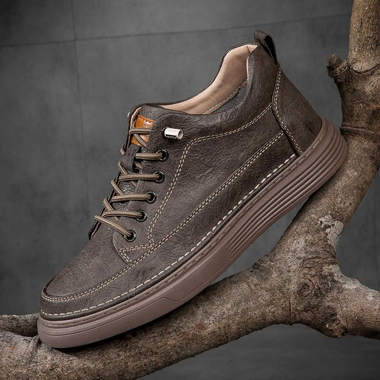 Mens Fashion Sneakers Elevator Shoes Invisible Height Increasing Sneakers-Extra 2.36 Inches Fashion Dress Oxford All-Weather