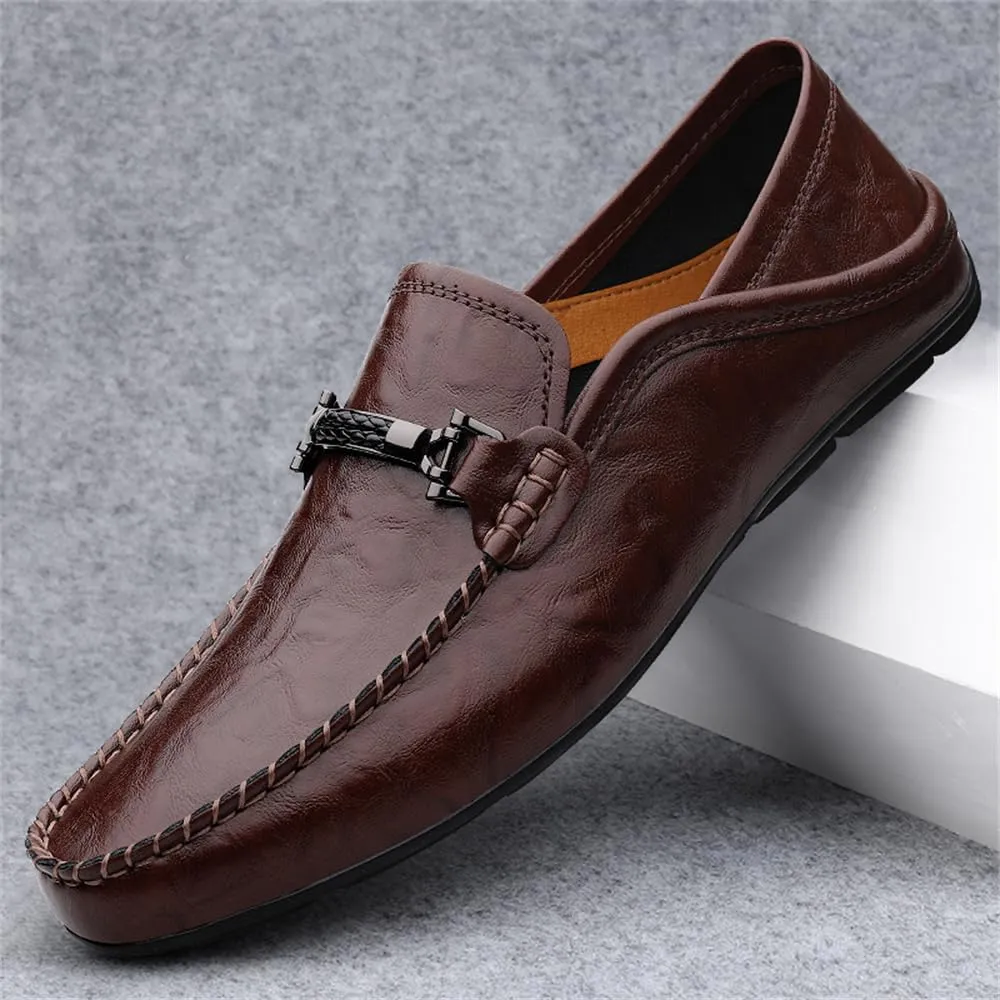 Men's Genuine Leather Loafer Shoes Slip on Soft Breathable Walking Driving Shoes Size 6-14