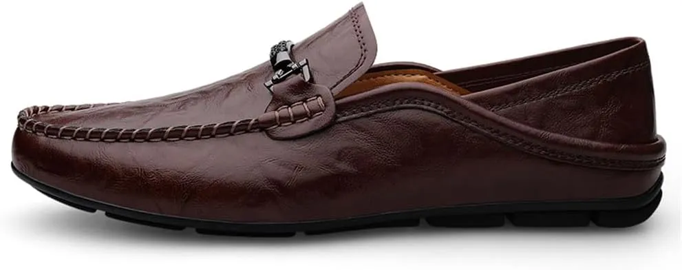 Men's Genuine Leather Loafer Shoes Slip on Soft Breathable Walking Driving Shoes Size 6-14