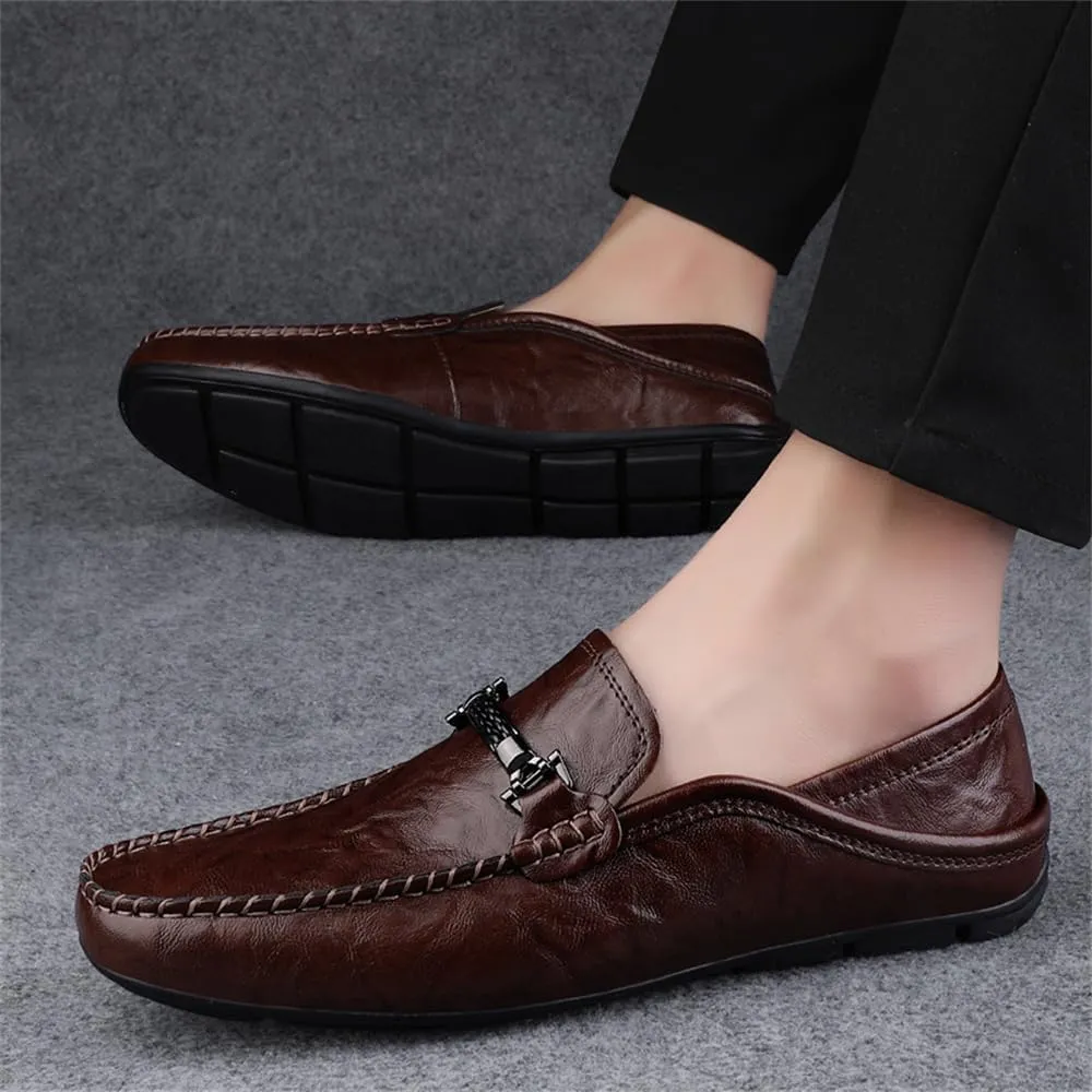 Men's Genuine Leather Loafer Shoes Slip on Soft Breathable Walking Driving Shoes Size 6-14