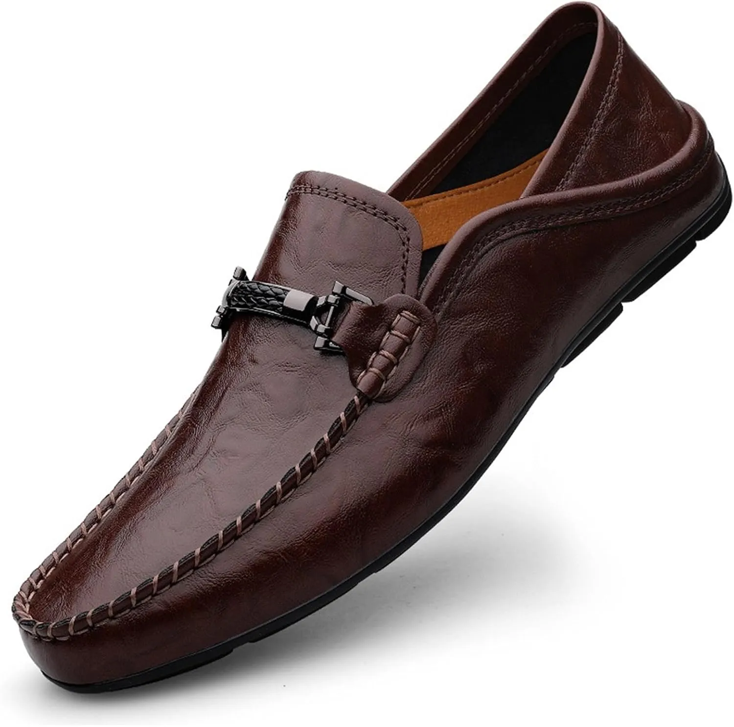 Men's Genuine Leather Loafer Shoes Slip on Soft Breathable Walking Driving Shoes Size 6-14