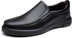 Mens Genuine Leather Soft Casual Shoes Slip on Dress Loafers Comfortable Walking Driving Shoes