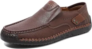 Men's Handmade Slip on Genuine Leather Loafers Soft Breathable Driving Shoes