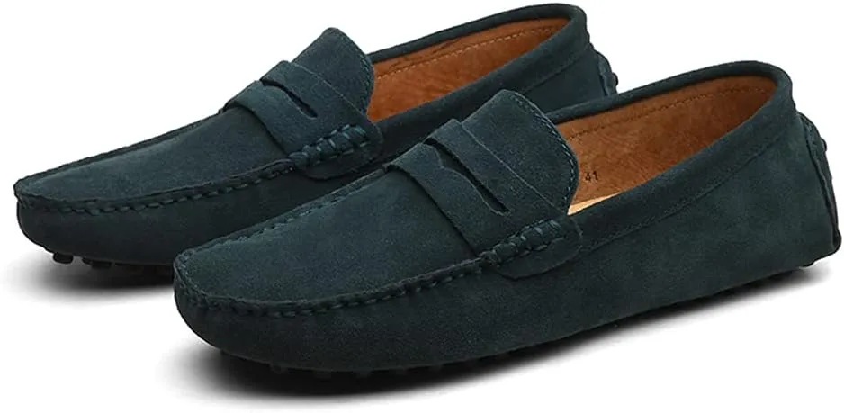 Mens Handmade Suede Leather Casual Loafers Shoes Plus Size Soft Comfortable Driving Walking Shoes