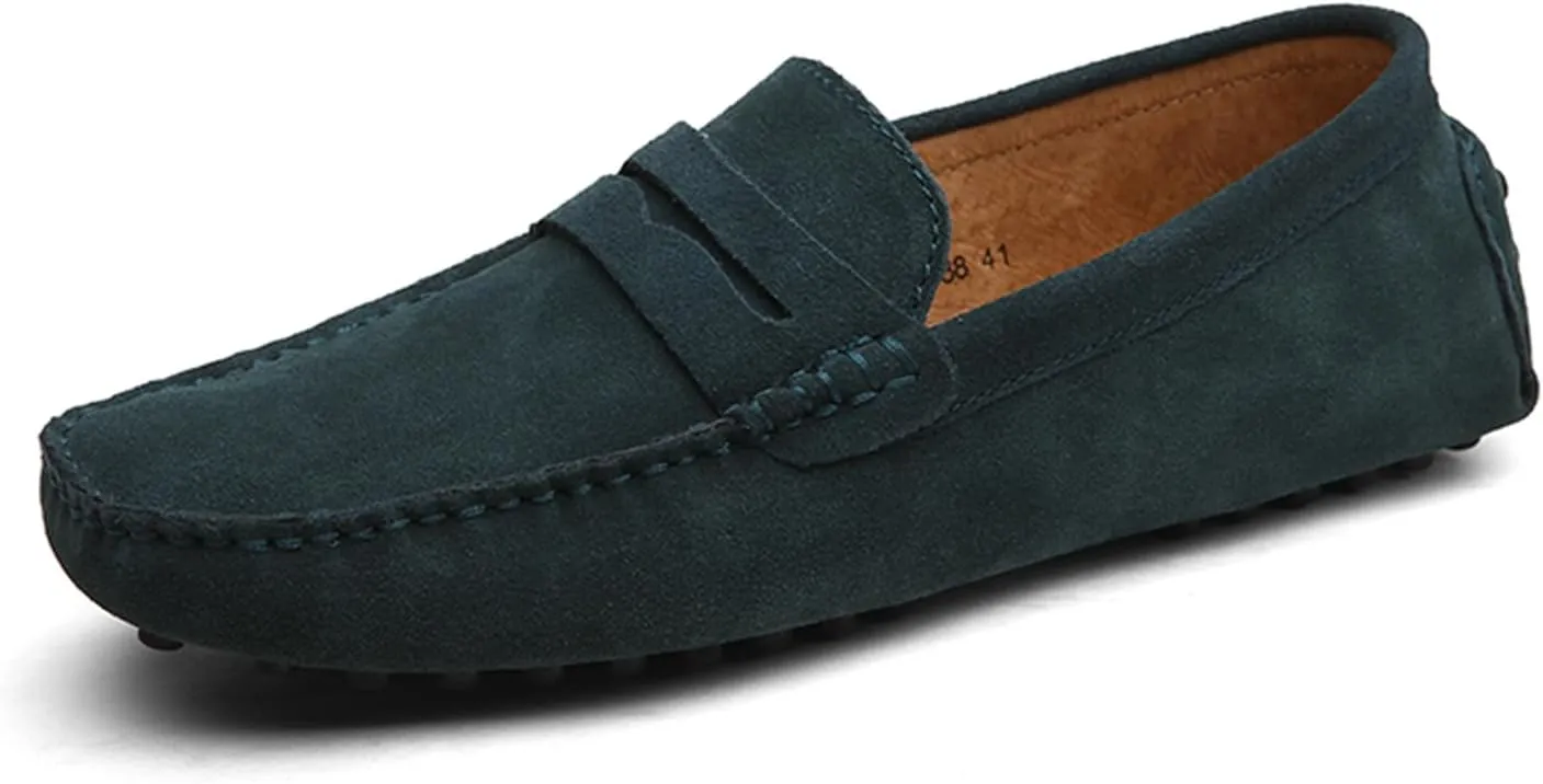 Mens Handmade Suede Leather Casual Loafers Shoes Plus Size Soft Comfortable Driving Walking Shoes