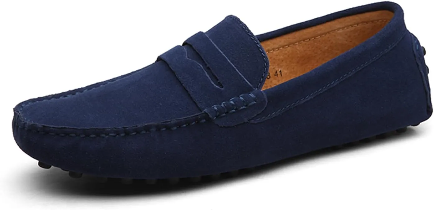 Mens Handmade Suede Leather Casual Loafers Shoes Plus Size Soft Comfortable Driving Walking Shoes
