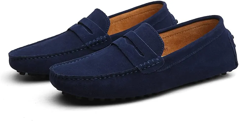Mens Handmade Suede Leather Casual Loafers Shoes Plus Size Soft Comfortable Driving Walking Shoes
