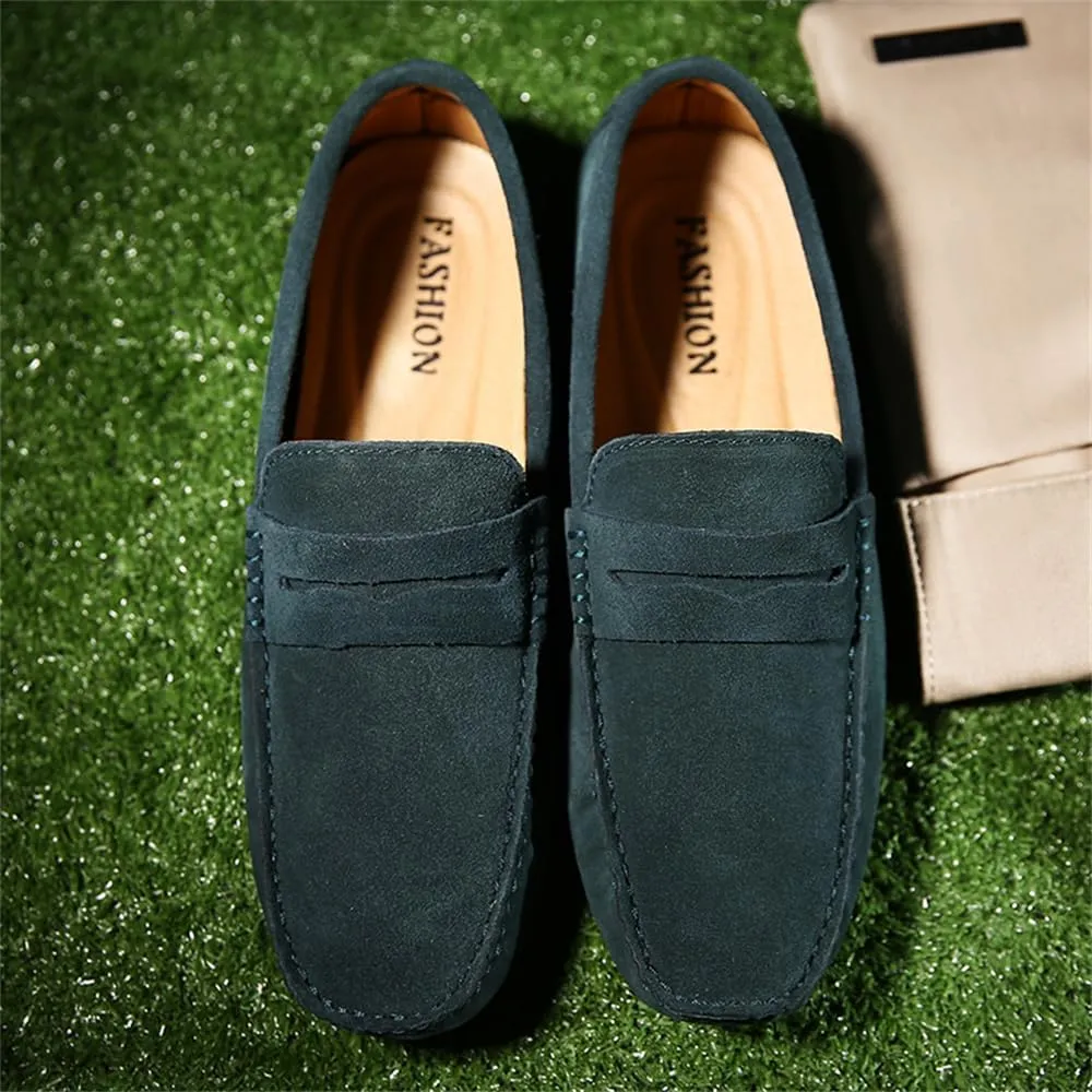 Mens Handmade Suede Leather Casual Loafers Shoes Plus Size Soft Comfortable Driving Walking Shoes