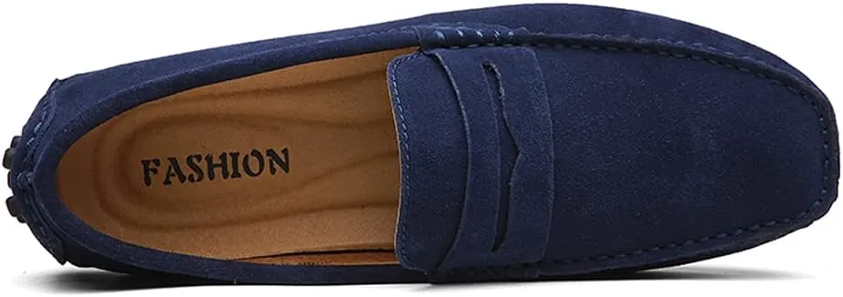 Mens Handmade Suede Leather Casual Loafers Shoes Plus Size Soft Comfortable Driving Walking Shoes