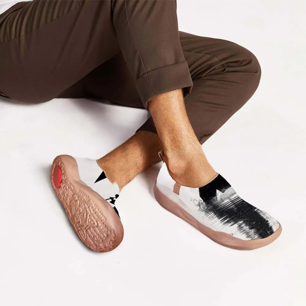Men's Knitted Mesh Lightweight Sneakers Slip Ons Walking Casual Loafers Comfortable Art Painted Travel Shoes