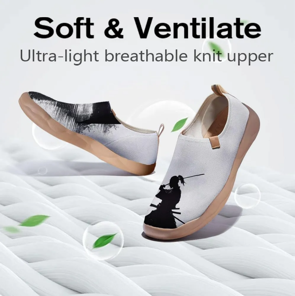 Men's Knitted Mesh Lightweight Sneakers Slip Ons Walking Casual Loafers Comfortable Art Painted Travel Shoes