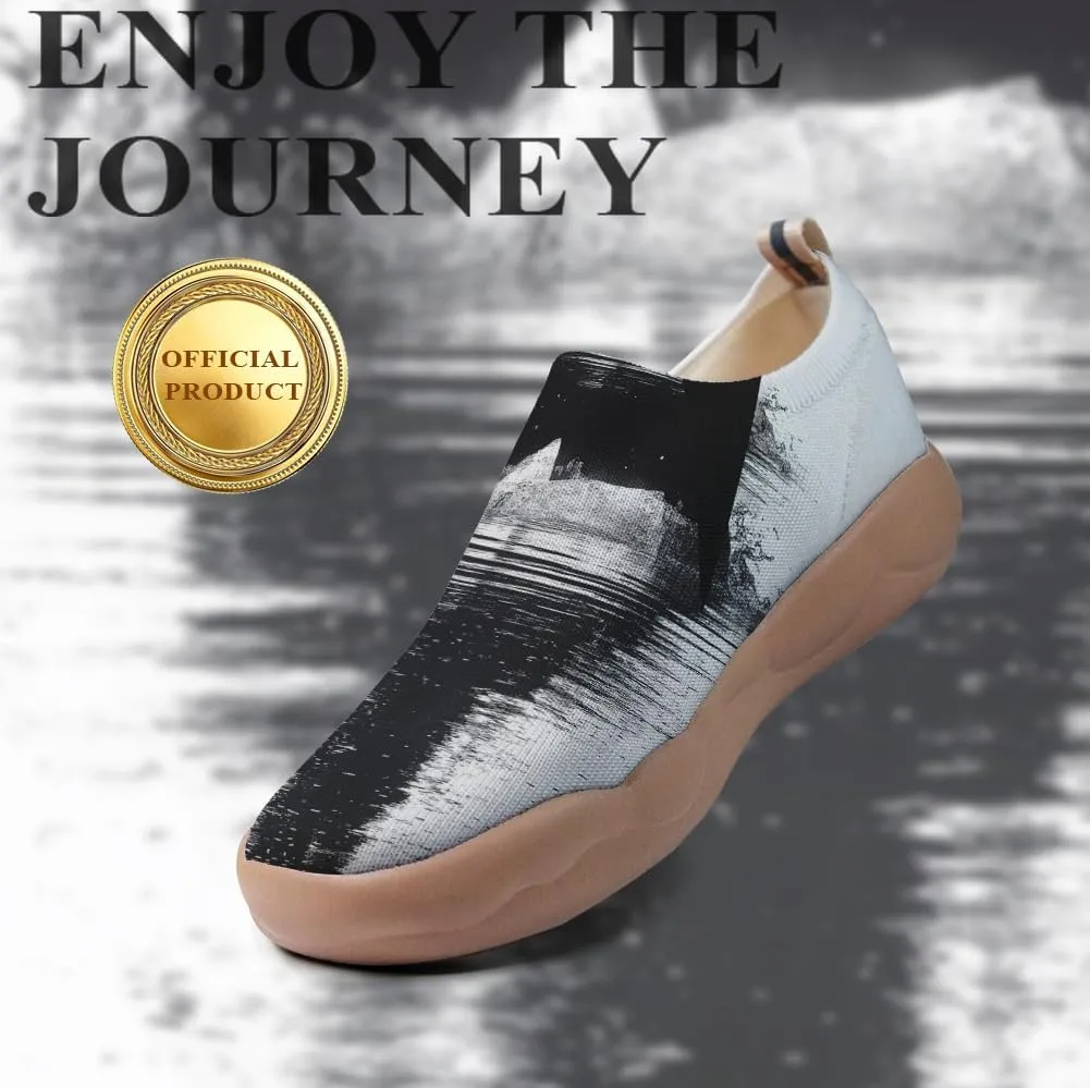 Men's Knitted Mesh Lightweight Sneakers Slip Ons Walking Casual Loafers Comfortable Art Painted Travel Shoes