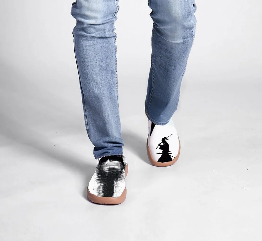 Men's Knitted Mesh Lightweight Sneakers Slip Ons Walking Casual Loafers Comfortable Art Painted Travel Shoes
