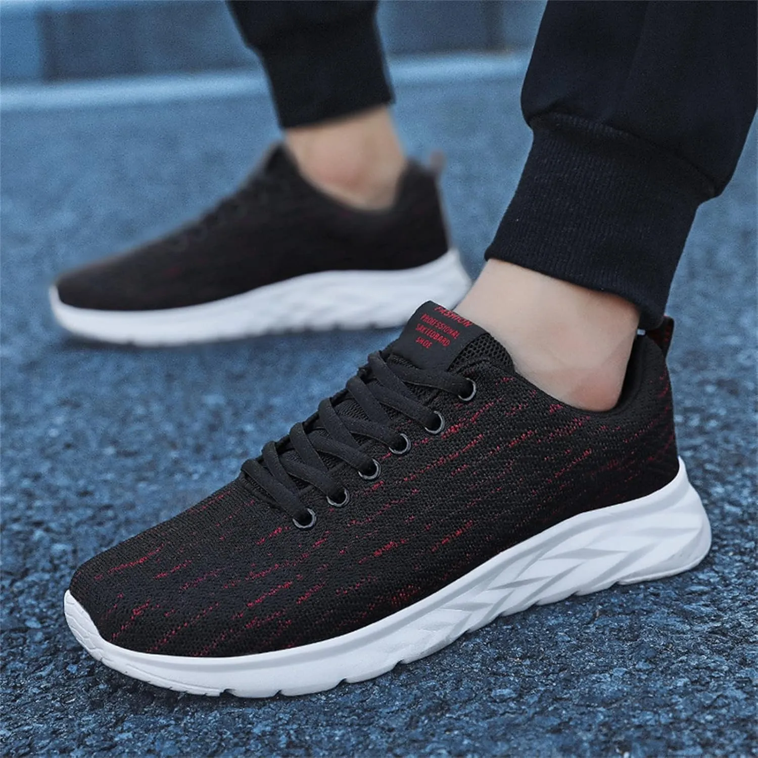 Mens Lace up Sports Shoes Comfy Arch Support Walking Shoes Breathable Lightweight Cushion Running Shoe for Men Daily Work Lace up Sneakers Travel Friendly Long Standing Footwear