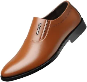 Men's Leather Dress Shoe Lightweight All-Day Comfort Non-Slip Soft Sole Slip-Ons Loafers Casual Retro Wedding Tuxedo Shoes