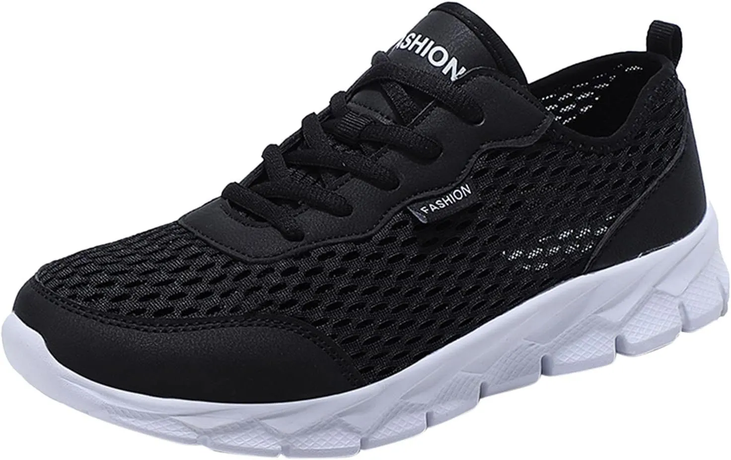 Mens Mesh Breathable Solid Color Lace up Casual Running Shoes Comfortable Lighweight Sneakers Soft Sole Low Top Comfy Outdoor Walking Shoes