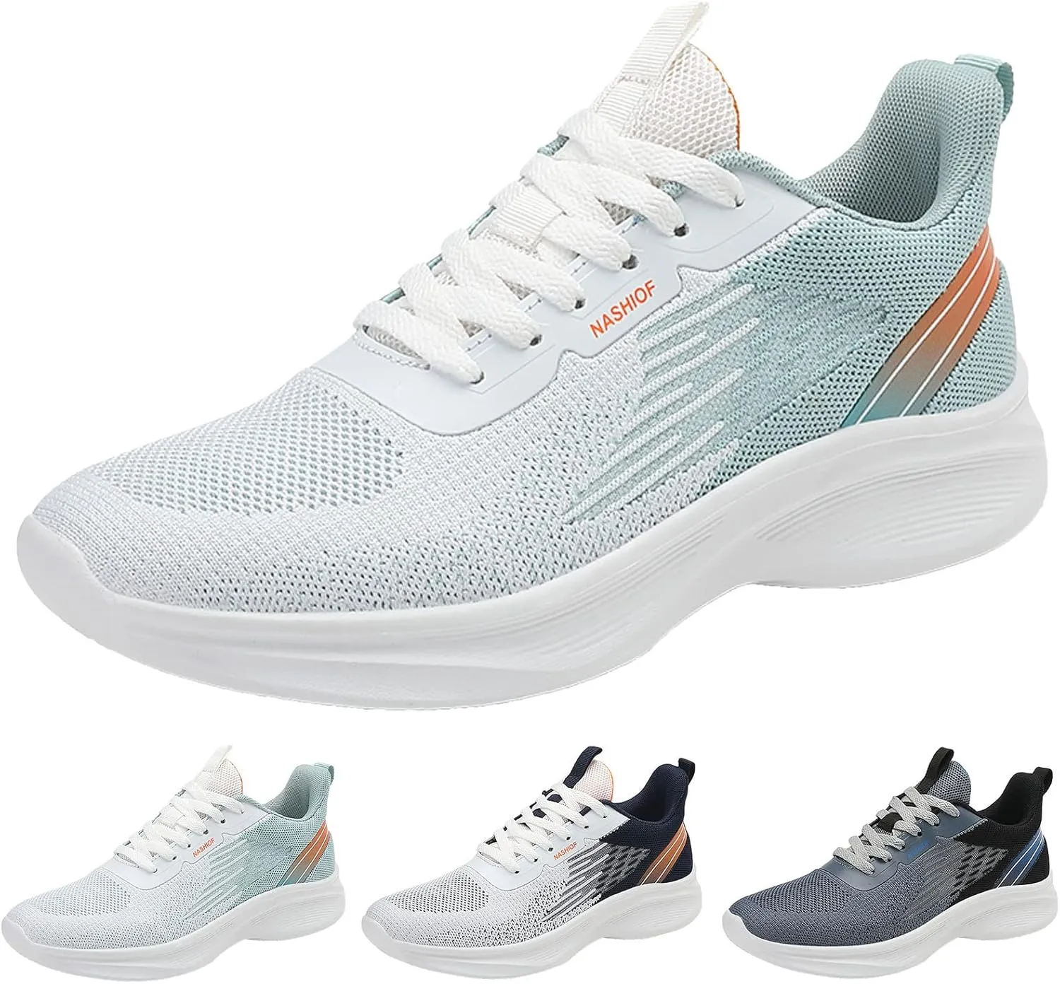 Men's Orthopedic Comfortable Lace Up Shoes Breathable Elastic Fly Woven Mesh Sneaker Wide Walking Shoes for Men