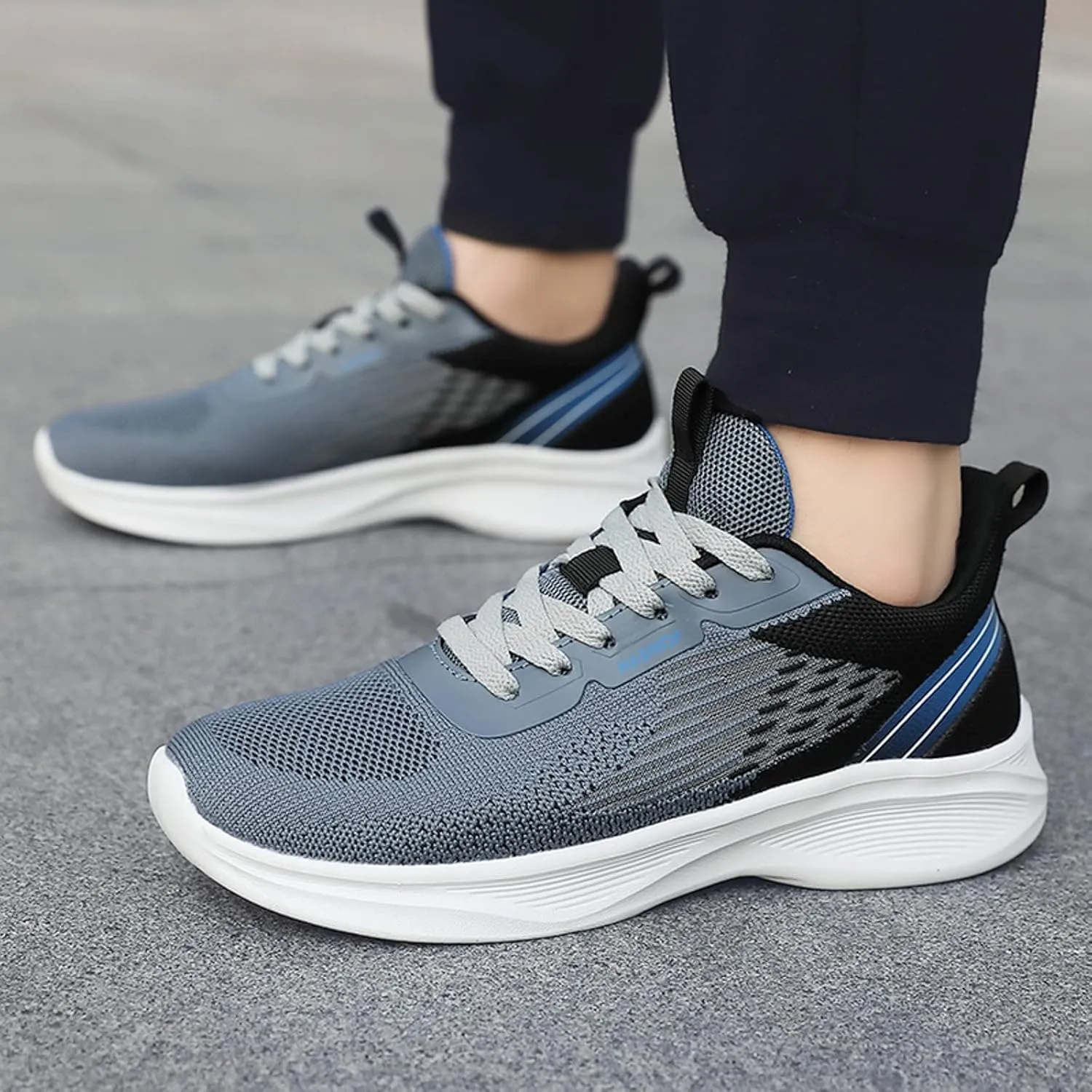 Men's Orthopedic Comfortable Lace Up Shoes Breathable Elastic Fly Woven Mesh Sneaker Wide Walking Shoes for Men