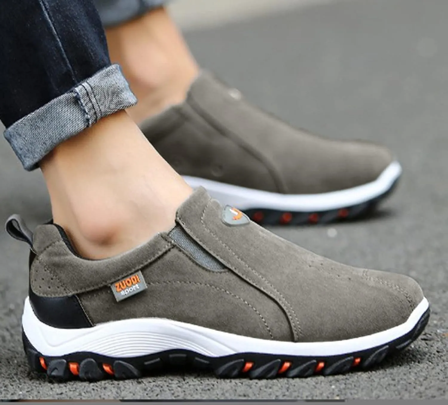 Men's Simple and Fashionable Round Head Solid Color Lightweight Breathable Soft Bottom Men's Leather Sneaker