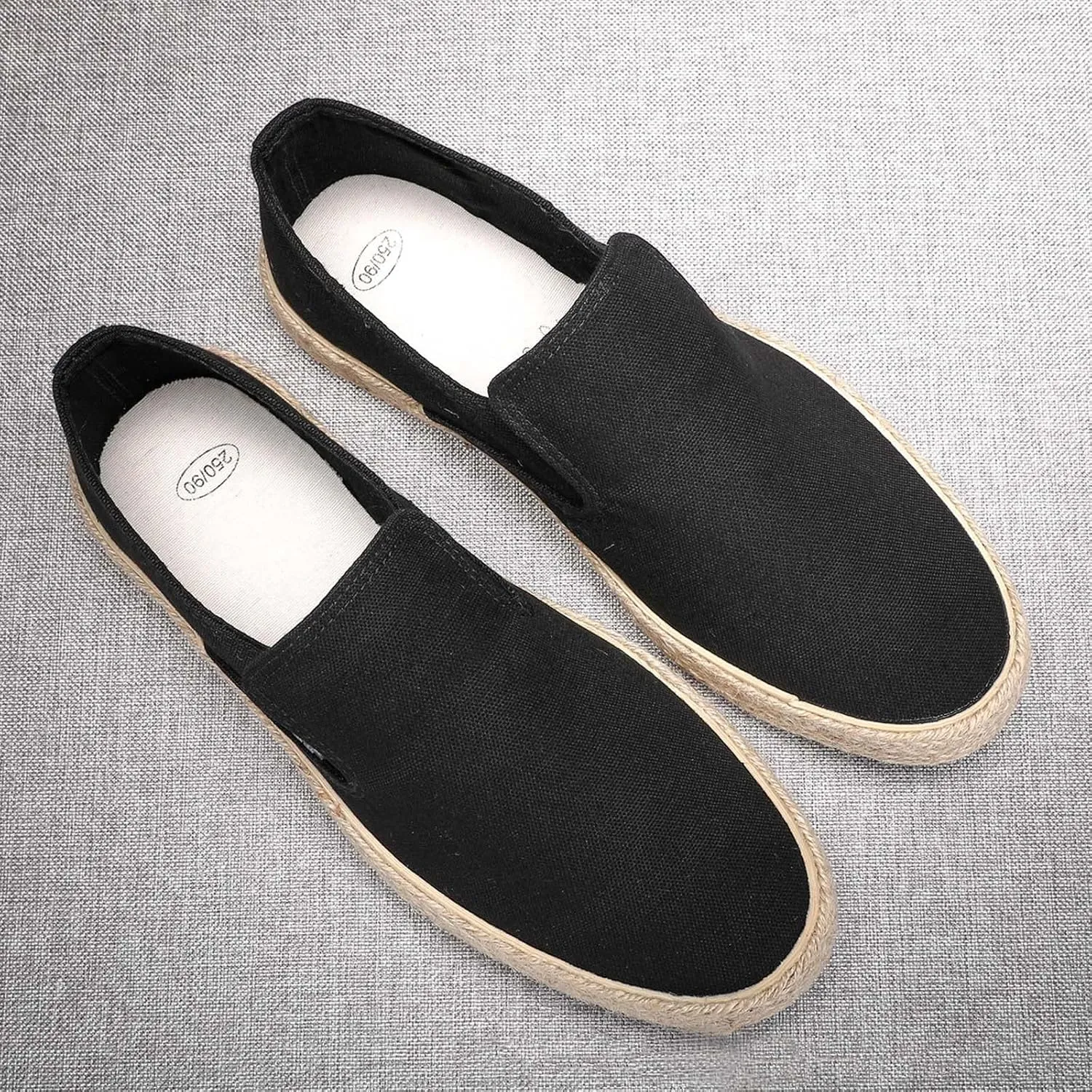 Mens Slip On Sneakers Comfortable Wide Width Espadrilles Breathable Casual Sneakers Lightweight Canvas Sport Shoes Flat Walking Shoes