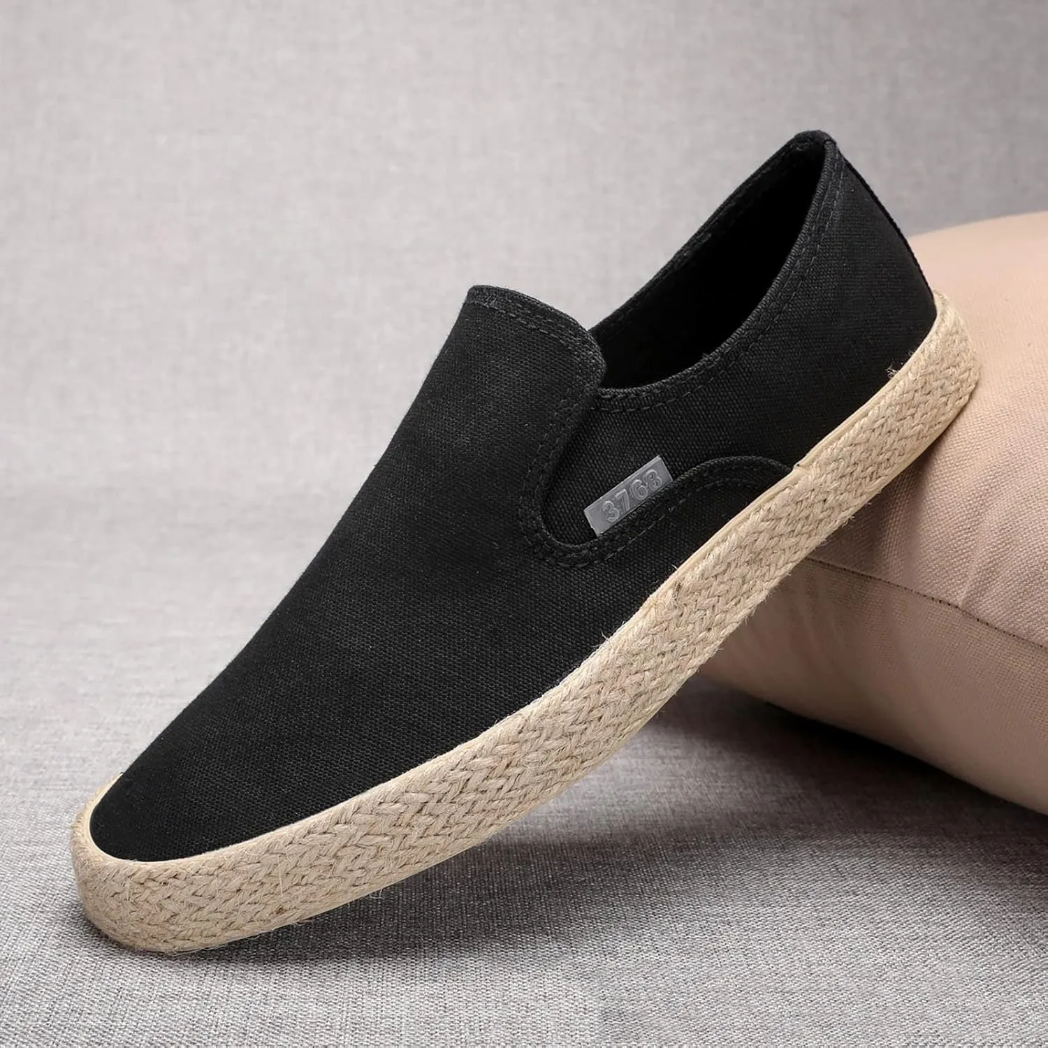 Mens Slip On Sneakers Comfortable Wide Width Espadrilles Breathable Casual Sneakers Lightweight Canvas Sport Shoes Flat Walking Shoes