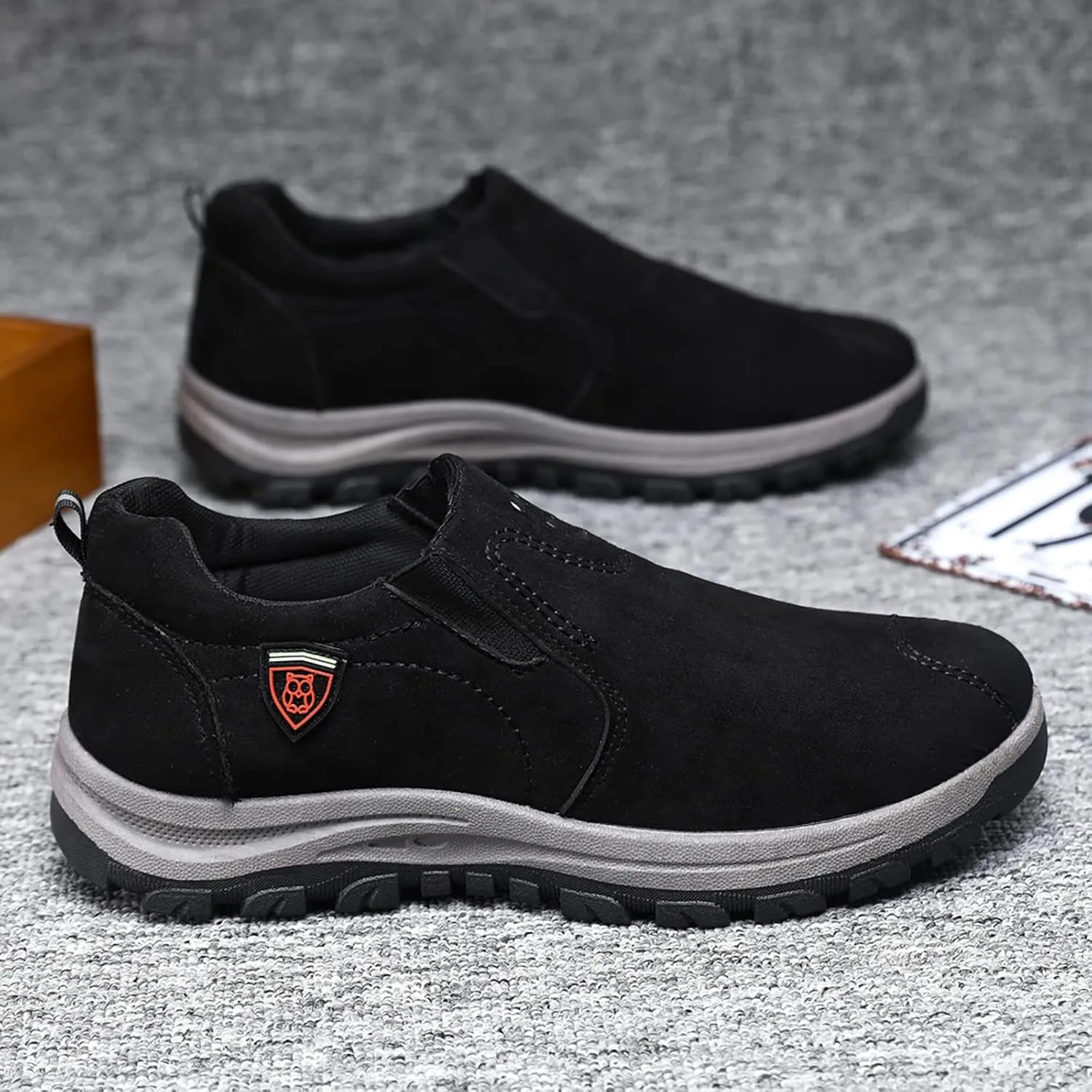 Mens Slip On Sneakers Suede Orthopedic Walking Shoes Non Slip Comfortable High Top Sneaker Lightweight Casual Breathable Running Shoes
