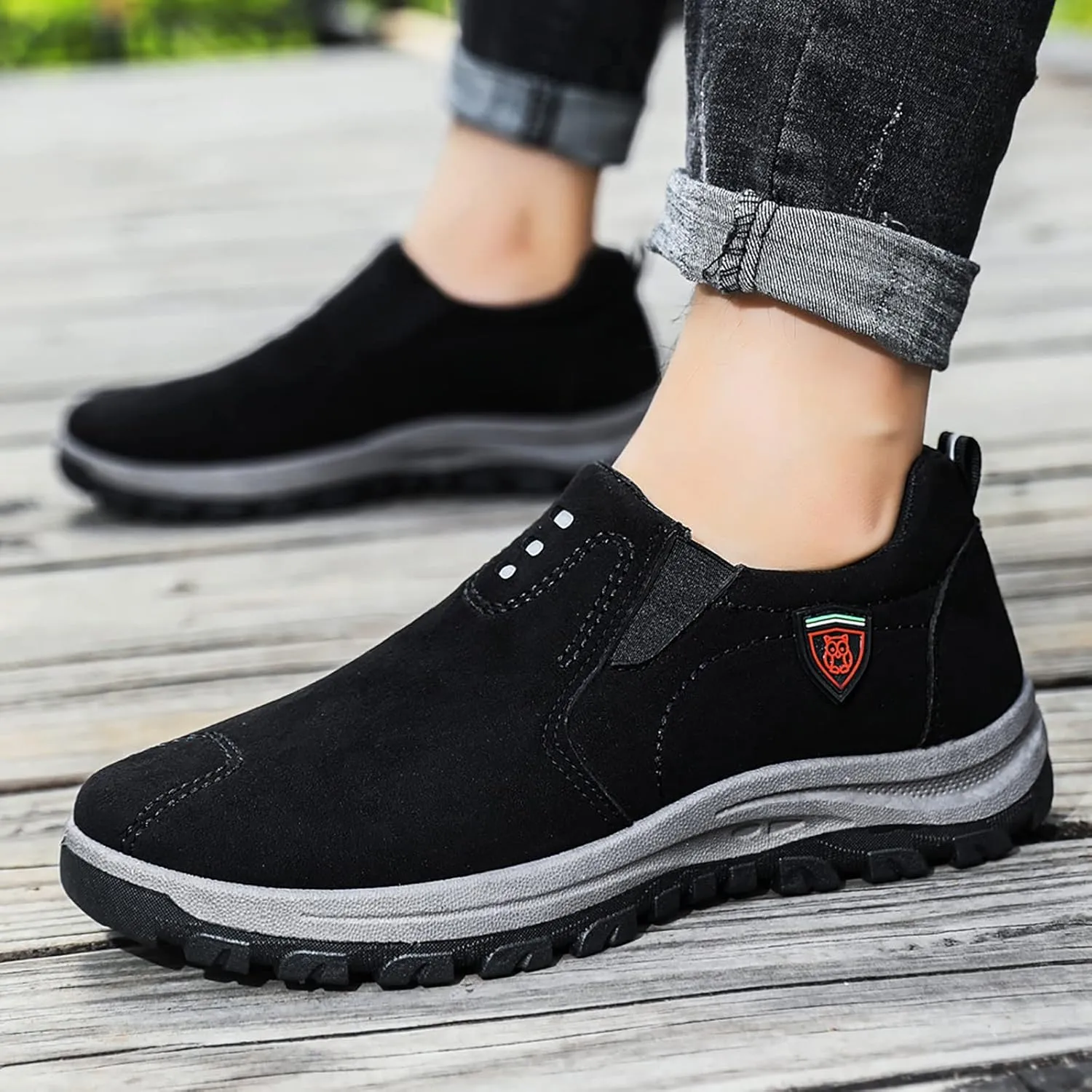 Mens Slip On Sneakers Suede Orthopedic Walking Shoes Non Slip Comfortable High Top Sneaker Lightweight Casual Breathable Running Shoes