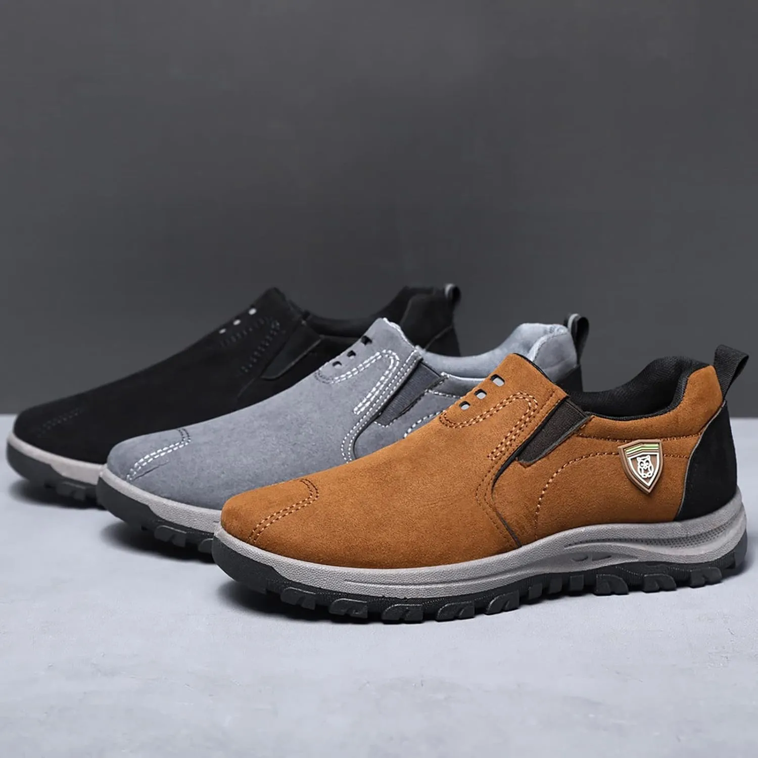 Mens Slip On Sneakers Suede Orthopedic Walking Shoes Non Slip Comfortable High Top Sneaker Lightweight Casual Breathable Running Shoes