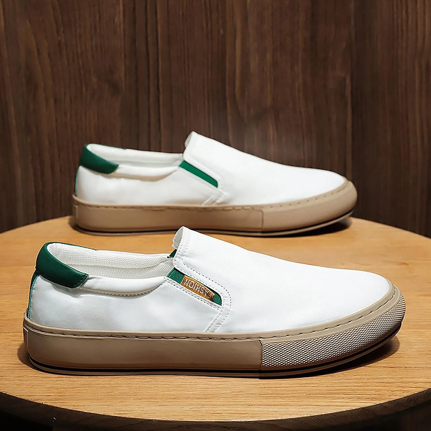 Men's Slip on Walking Shoes Casual Dressy Memory Foam Breathable Fashion Low Top Canvas Sneakers Non Slip Travel Jogging Training Gym Shoes Wide Width