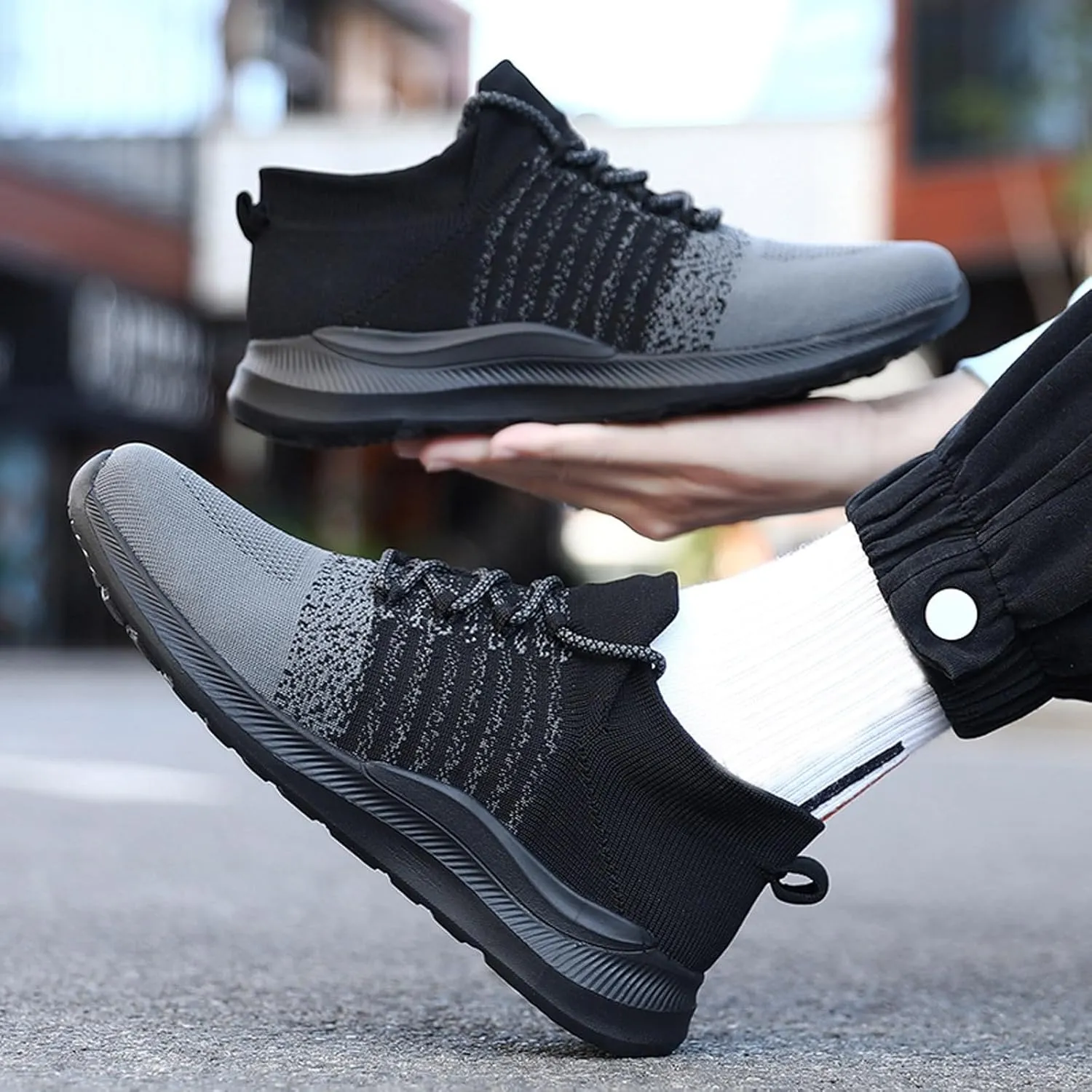 Men's Slip on Walking Shoes Comfort Memory Foam Breathable Lightweight Fashion Sneakers Non Slip Arch Support Vacation Training Gym Shoes Wide Width