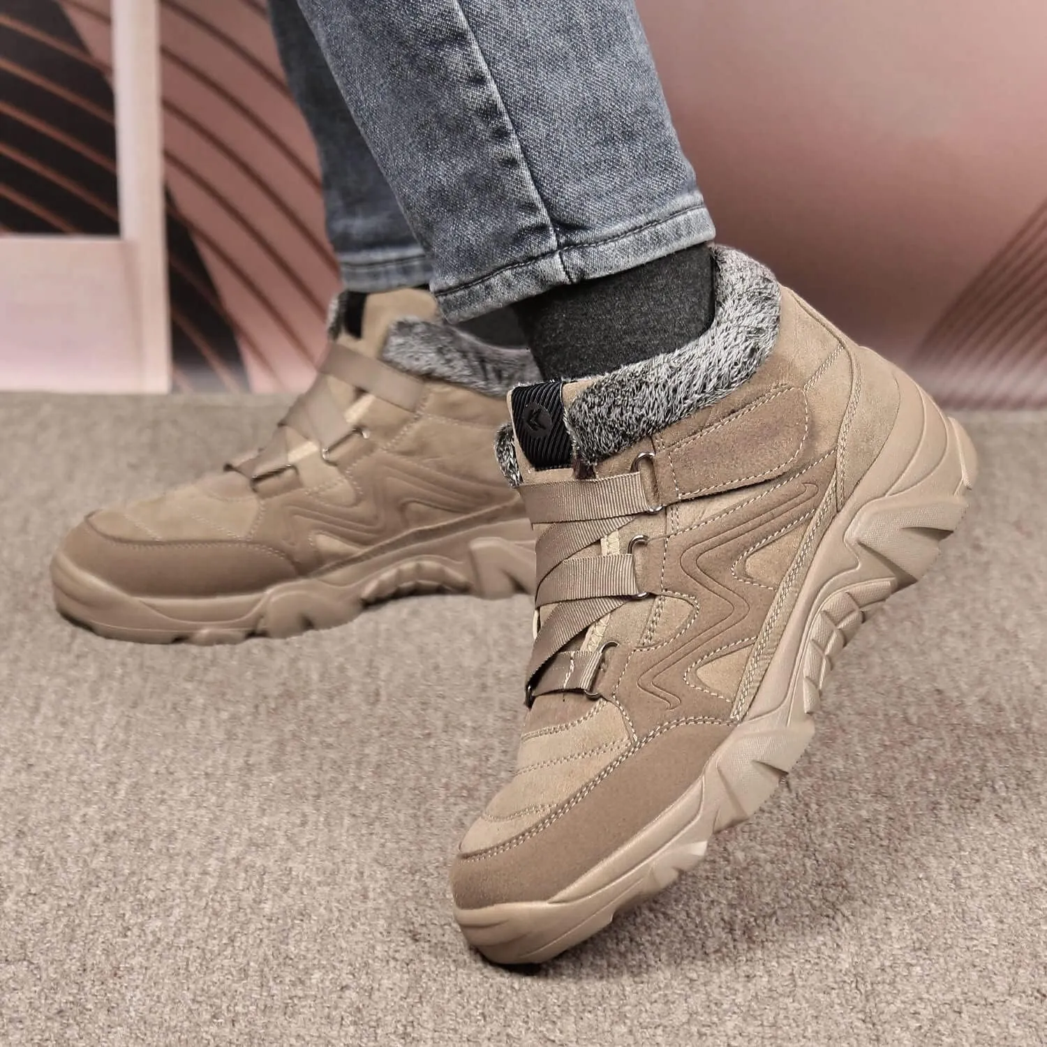 Men's Slip On Walking Sneakers Comfortable Hiking Fashion high top Boots