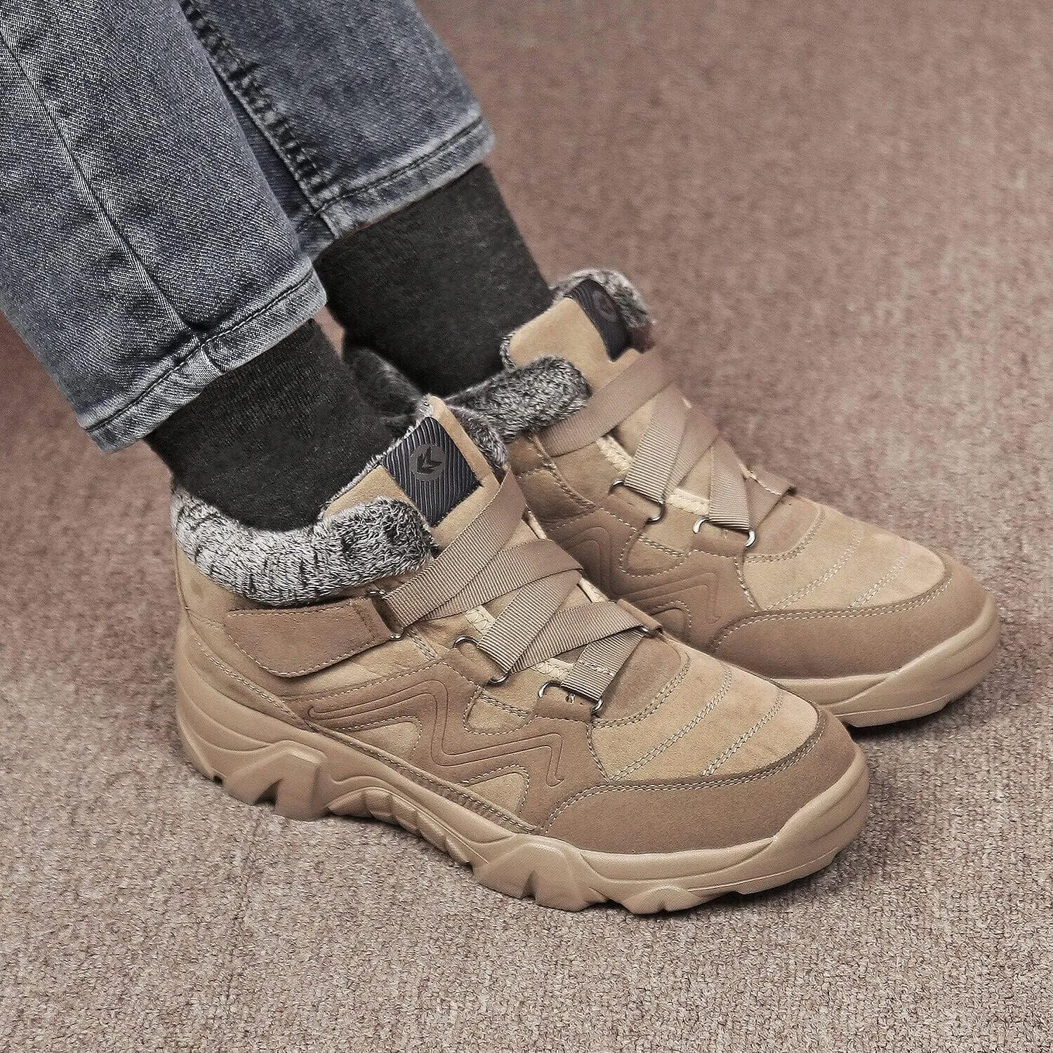 Men's Slip On Walking Sneakers Comfortable Hiking Fashion high top Boots