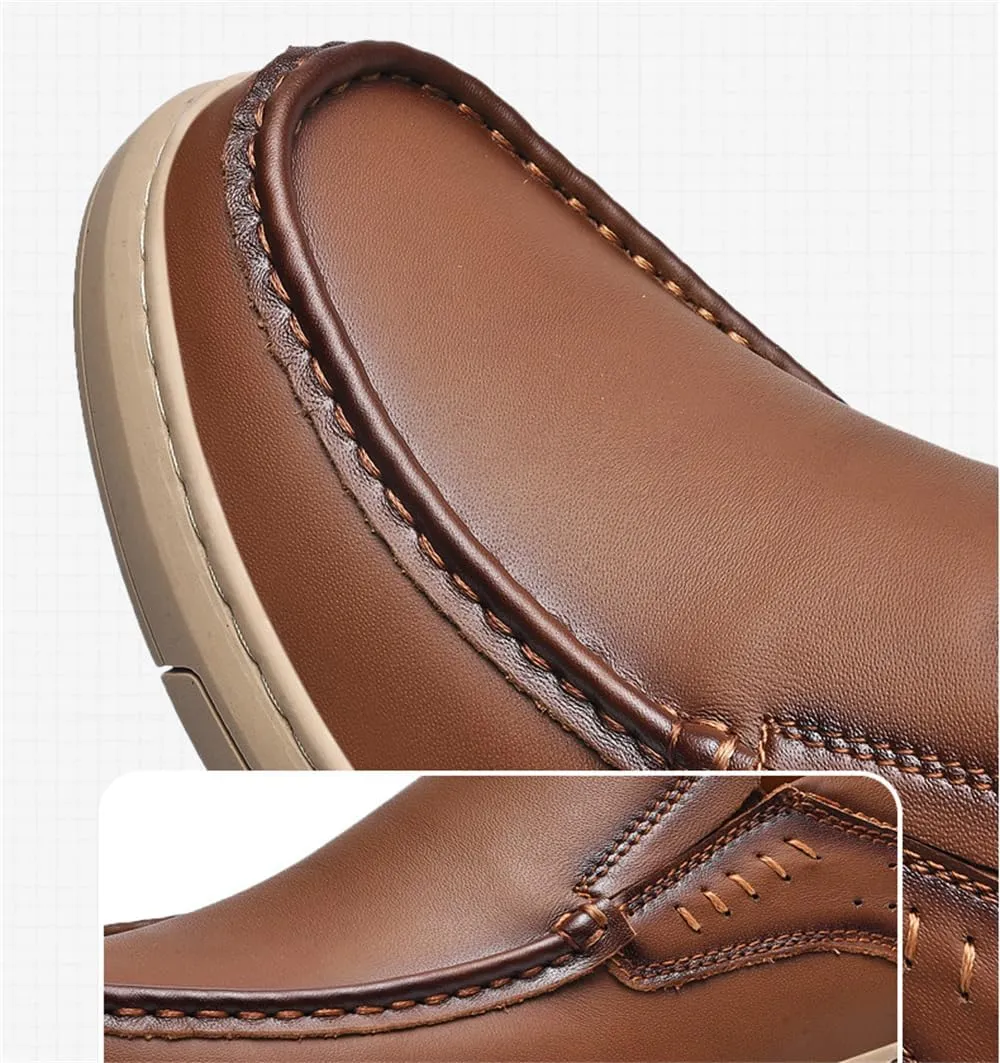 Mens Soft Walking Driving Shoes Genuine Leather Lightweight Breathable Casual Slip on Loafers