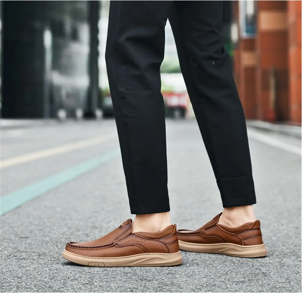 Mens Soft Walking Driving Shoes Genuine Leather Lightweight Breathable Casual Slip on Loafers