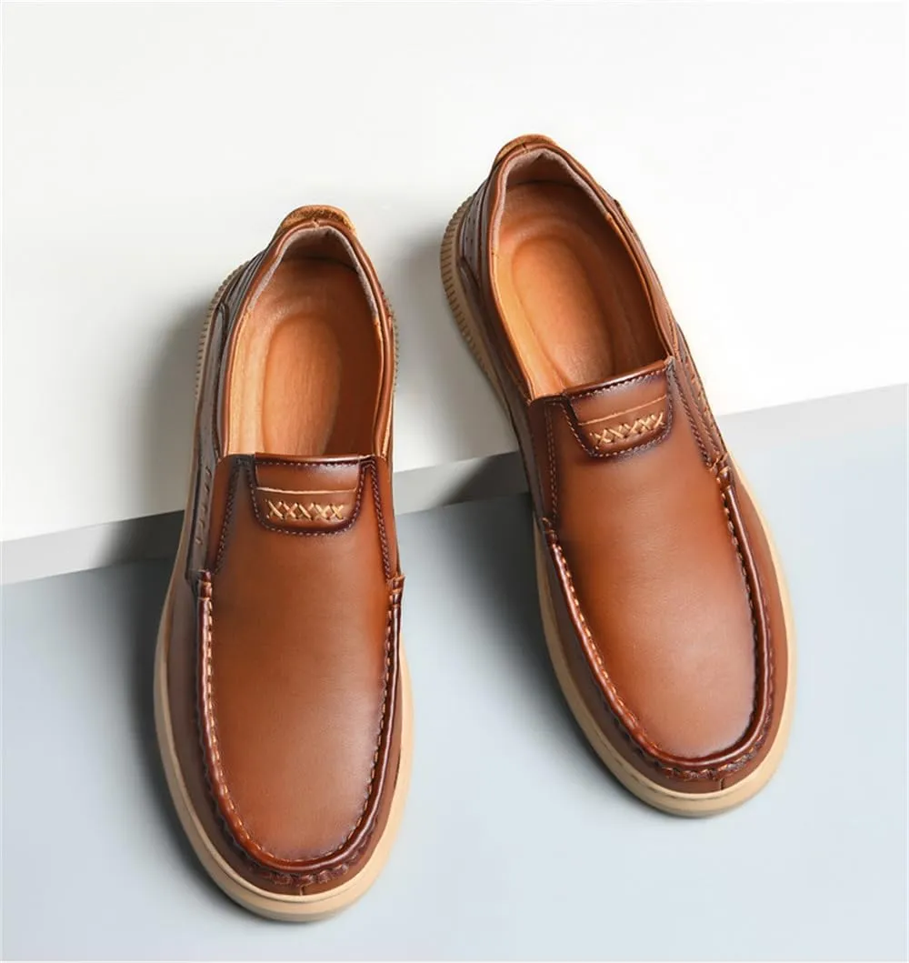 Mens Soft Walking Driving Shoes Genuine Leather Lightweight Breathable Casual Slip on Loafers