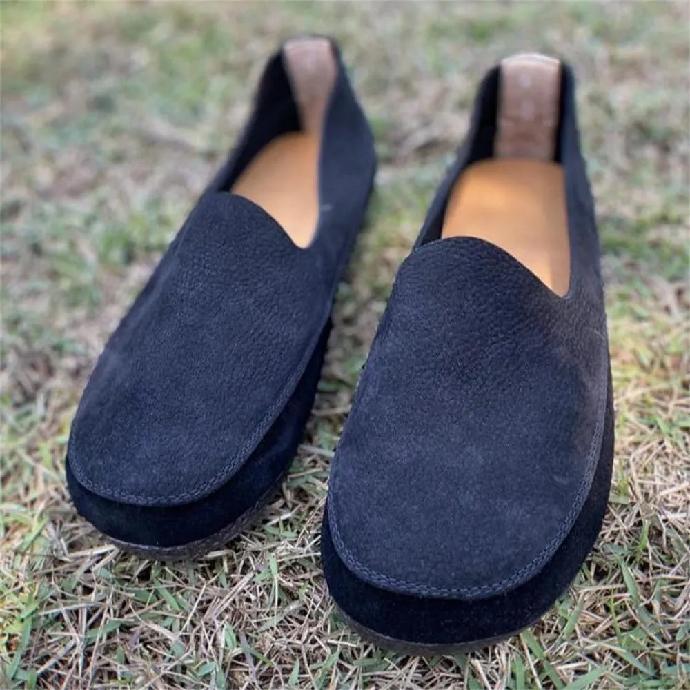 Mens Soft Walking Shoes Genuine Leather Casual Slip on Loafers Comfortable Driving Shoes