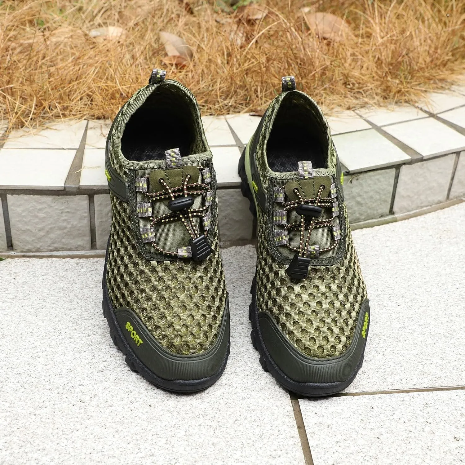 Mens Summer Mesh Hiking Sneaker Breathable Solid Color Casual Running Shoes Comfortable Summer Lighweight Sneakers Soft Sole Low Top Comfy Outdoor Walking Shoes