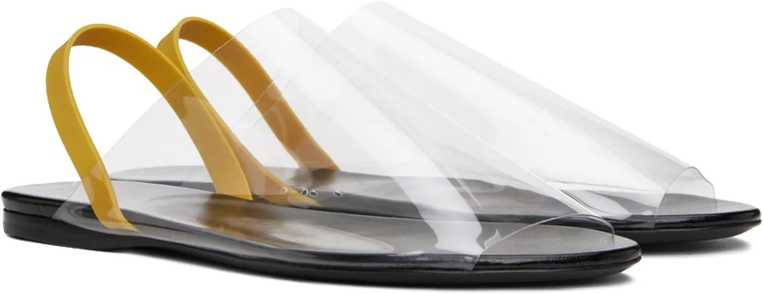Mesh Flat Sandals for Women Peep Toe Clear Open Toe Slingback Sandals Ladies Summer Beach Slides Shoes