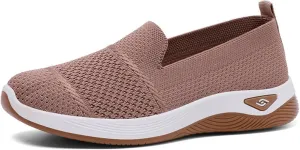 Mmoneyake Women's Woven Orthopedic Breathable Soft Shoes Diabetic Foam Walking Shoes Mesh Knitted Woven Low Top Walking Shoe Slip-On Indoor Outdoor Casual Sneakers