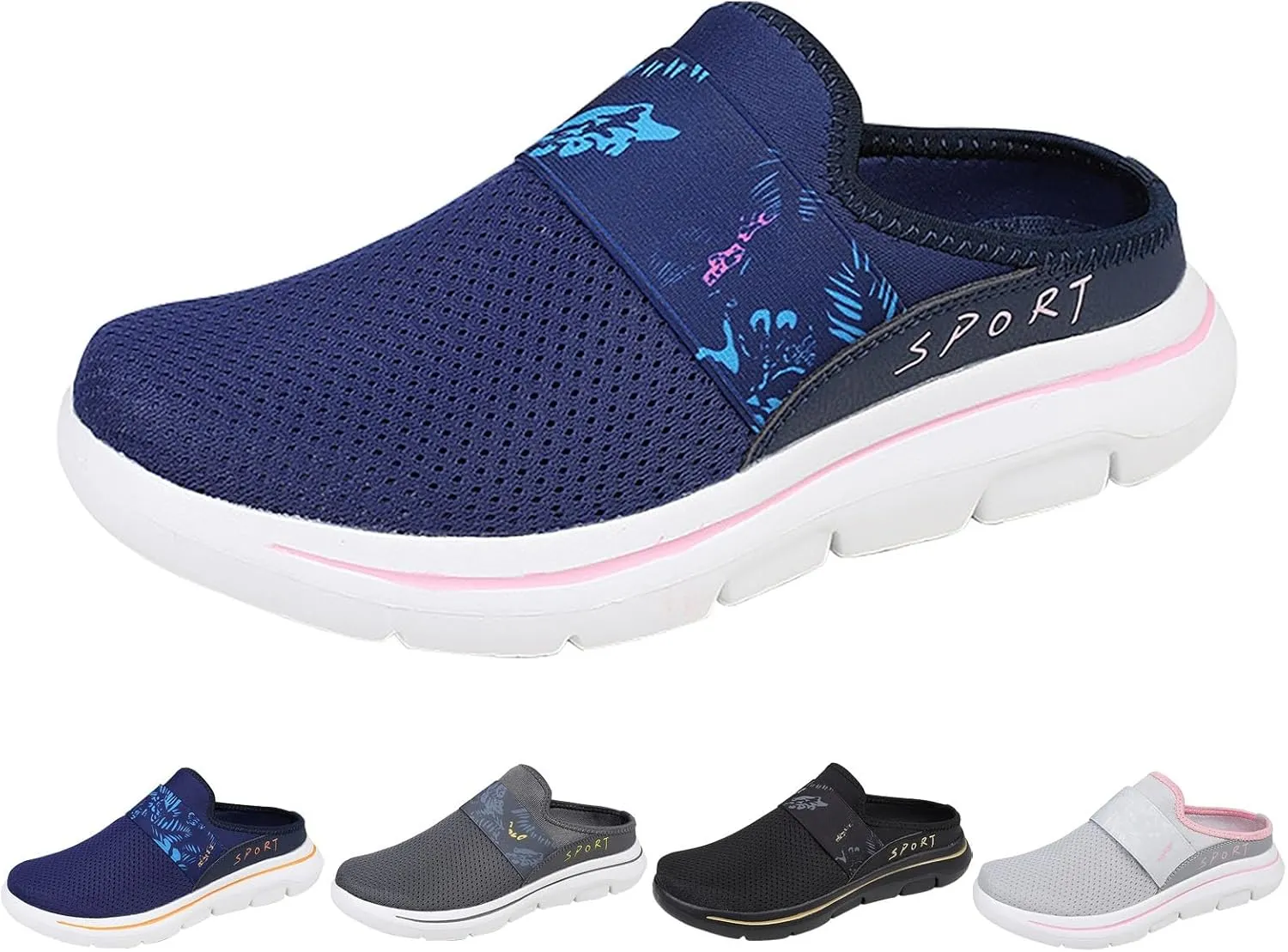 Mules for Women 2025 Backless Walking Sneakers Running Shoes for Women Comfort Slip On Shoes Casual Black Sneakers Tennis Shoe Loafers Casual Slip On