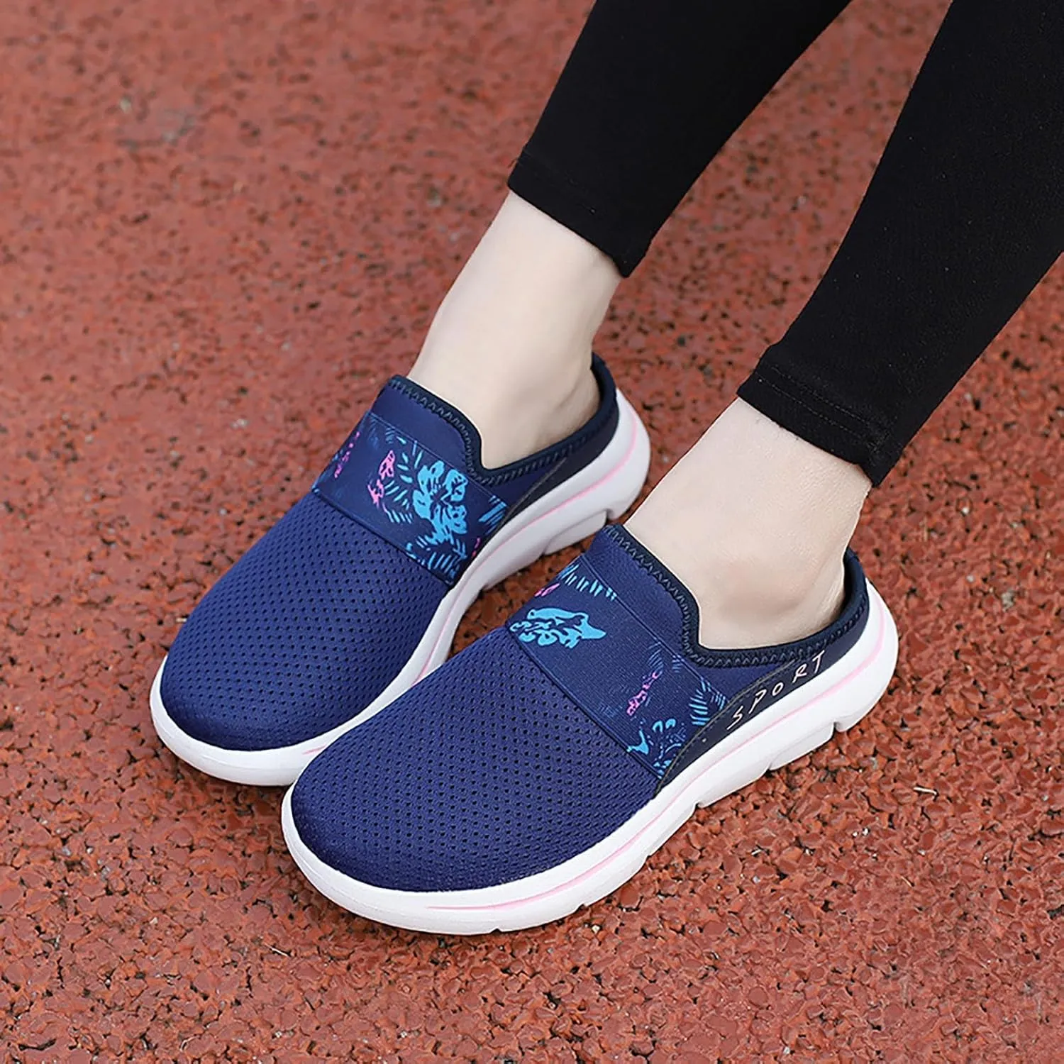 Mules for Women 2025 Backless Walking Sneakers Running Shoes for Women Comfort Slip On Shoes Casual Black Sneakers Tennis Shoe Loafers Casual Slip On