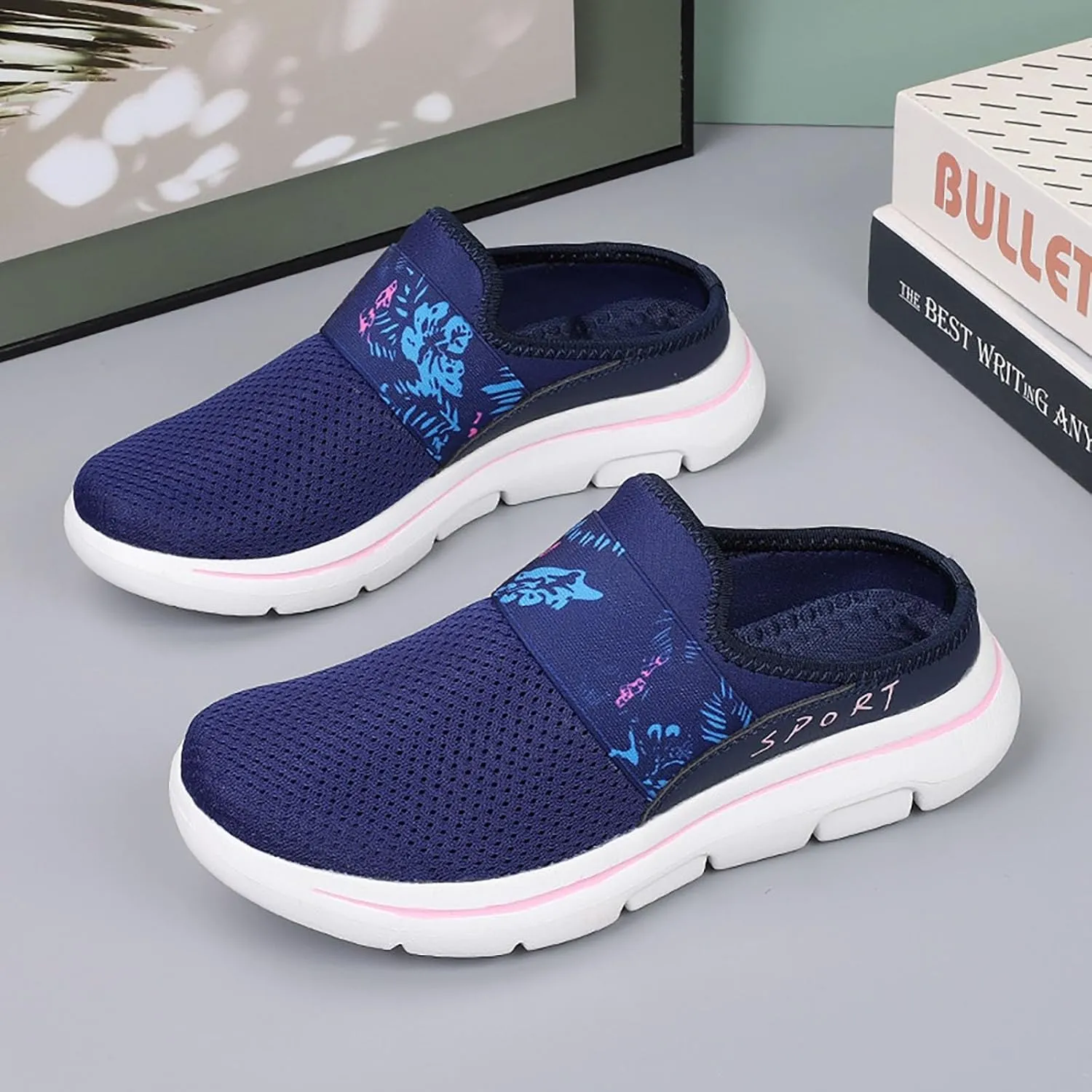 Mules for Women 2025 Backless Walking Sneakers Running Shoes for Women Comfort Slip On Shoes Casual Black Sneakers Tennis Shoe Loafers Casual Slip On