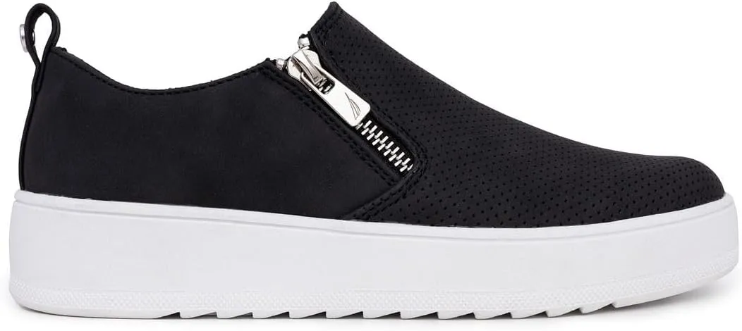 Nautica Women's Slip-On Fashion Sneakers with Side Zipper  Comfortable Low-Top Walking Shoes for Casual Everyday Wear