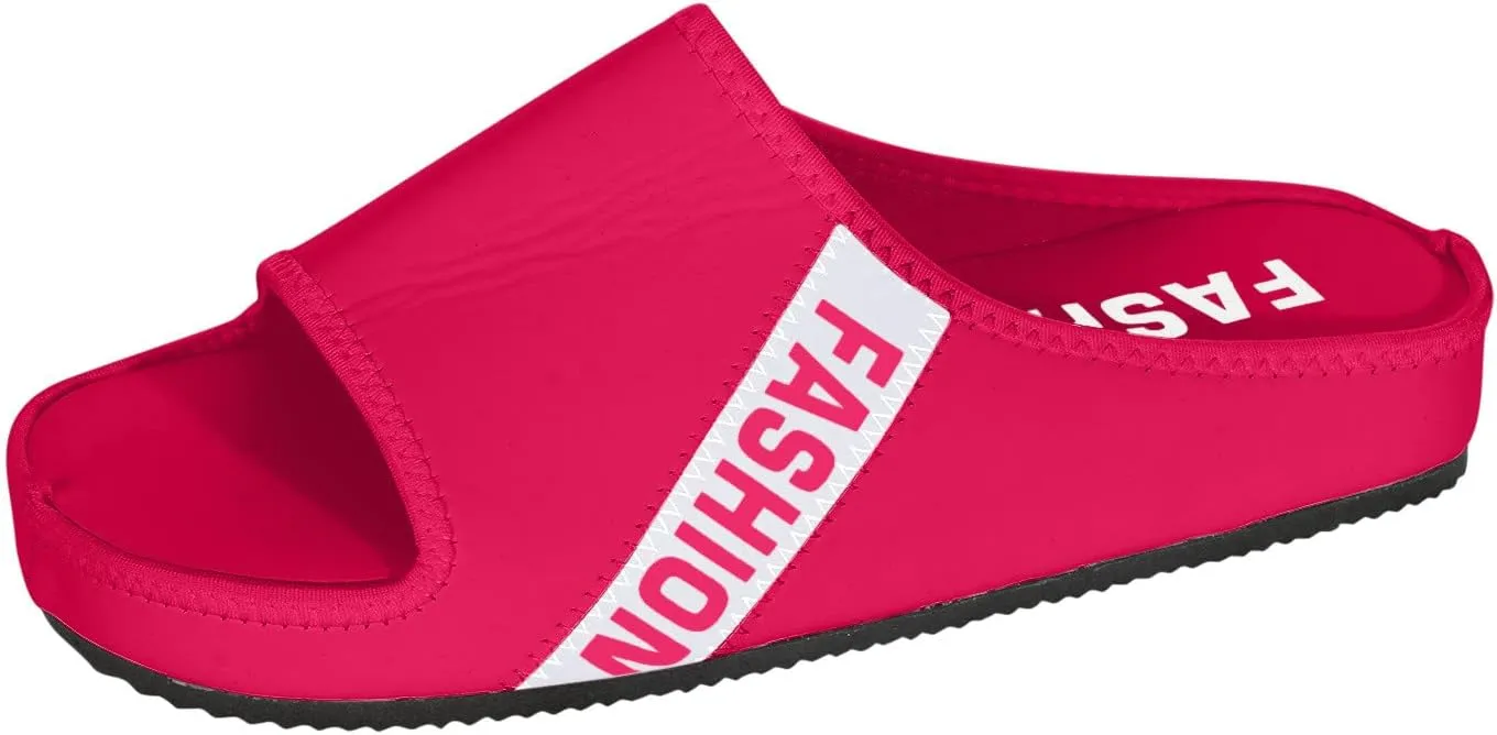oiangi Summer Platform Slippers for Women Fashion Casual Fish Mouth Peep Toe Slip-on Slides Comfy Outdoor Letter Colorblock Ladies Non-Slip Shoes