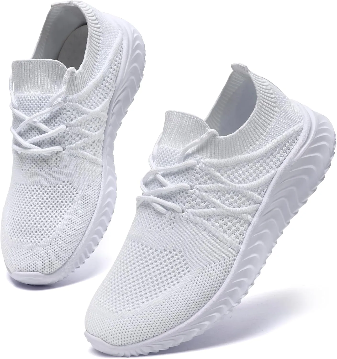 Oltyutc Women Running Shoes Lightweight Tennis Walking Shoes Mesh Gym Workout Sneakers White 5.5