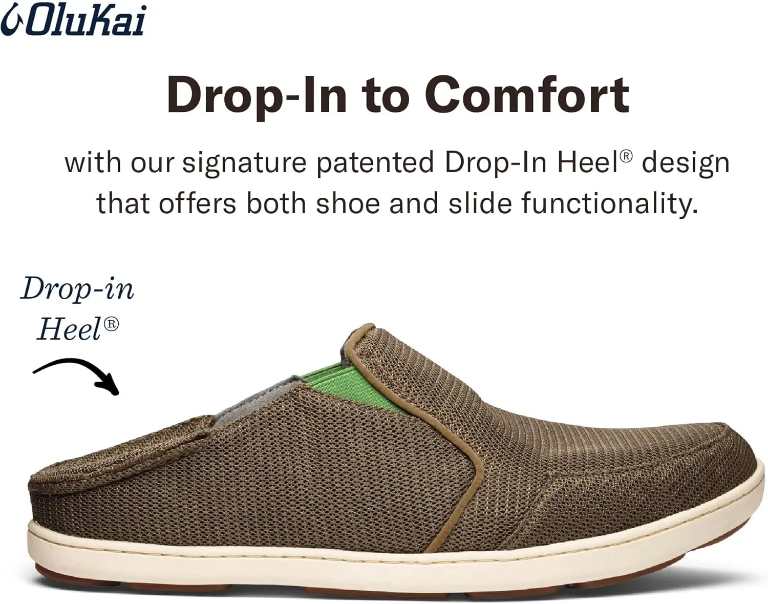 OLUKAI Nohea Mesh Men's Slip On Sneakers, Lightweight & Breathable All-Weather Shoes, Drop-in Heel & Comfort Fit