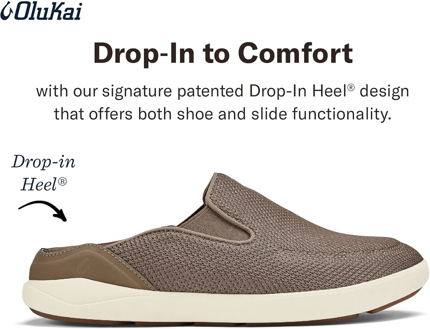 OLUKAI Nohea Pae Men's Slip On Sneakers, Lightweight Barefoot Feel & Breathable All-Weather Shoes, Drop-in Heel & Comfort Fit