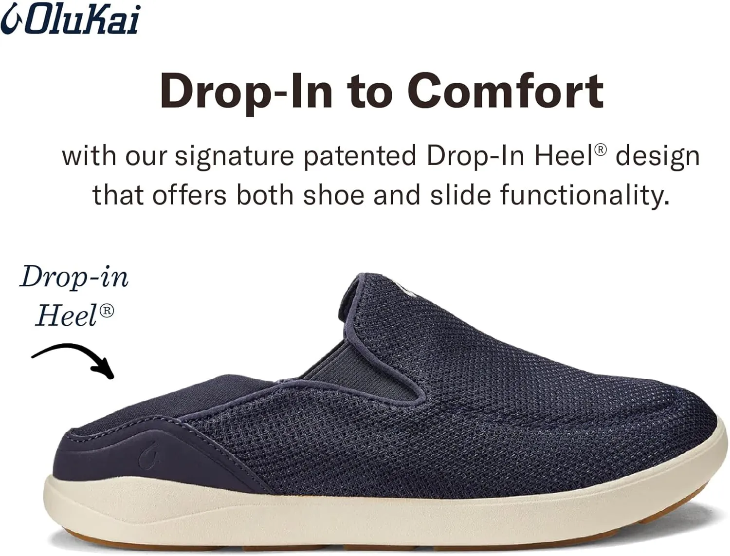OLUKAI Nohea Pae Men's Slip On Sneakers, Lightweight Barefoot Feel & Breathable All-Weather Shoes, Drop-in Heel & Comfort Fit
